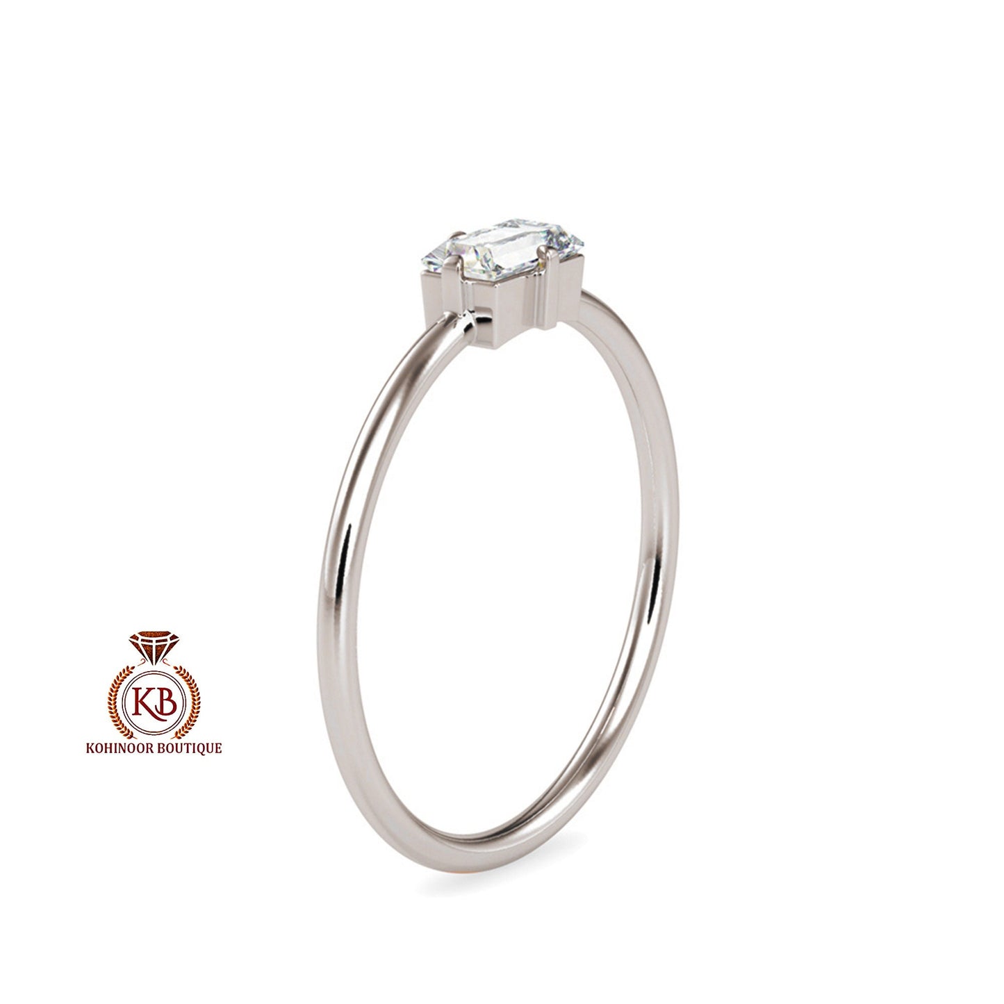 East West Set Baguette Moissanite dainty engagement ring ,Chic minimalist daily wear right hand ring,boho stackable ring