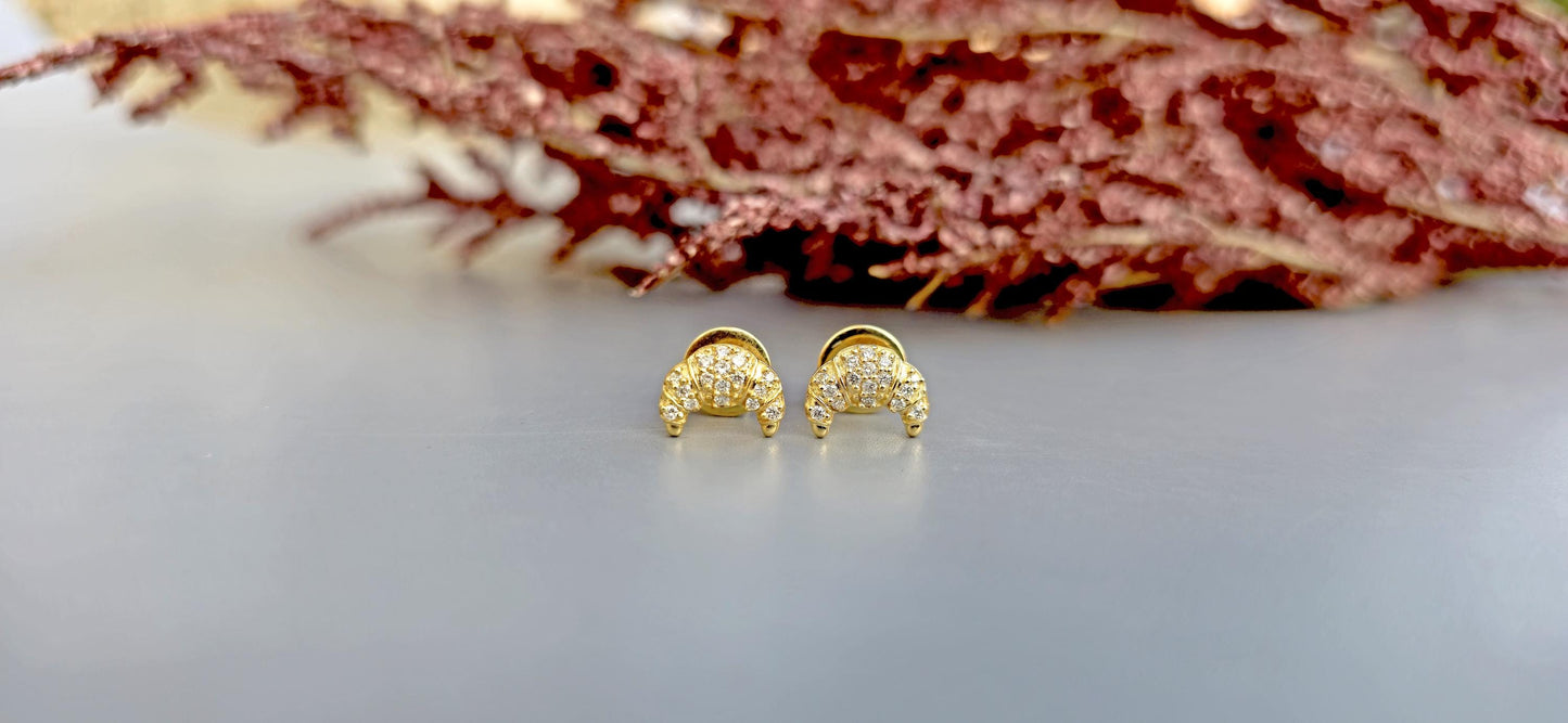 Croissant shape Lab grown cluster studs for her, Earrings studs for women