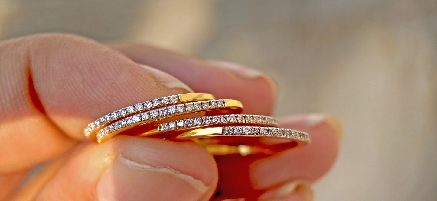 Round Lab grown\natural diamonds French pave set wedding band available in Half\Full eternity band, stackable minimalist dainty ring