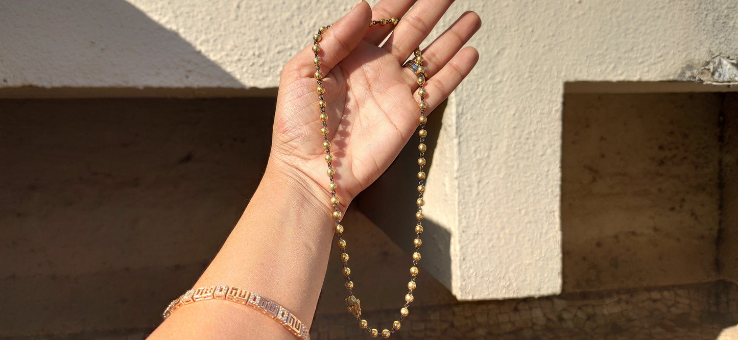 Ready to dispatch, Gold plated Ball n Chain Necklace with blackened gold links without pendant, Edwardian necklace, necklace for women