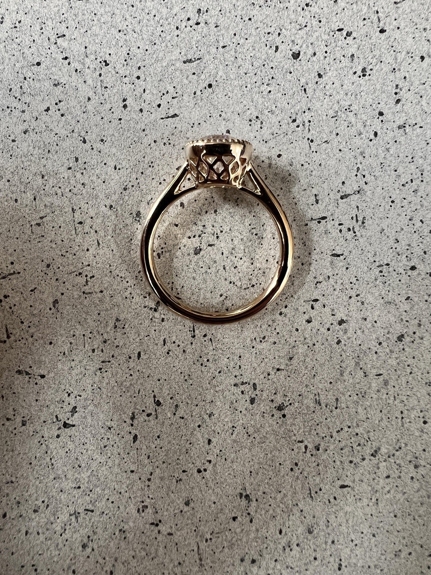 Old Mine Elongated Champagne Color Cushion Cut Milgrain Bezel with lattice setting Moissanite Engagement Ring with\without shoulders