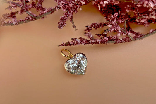 Heart Cut Moissanite Collet set Georgian cut down button back set Pendant without chain