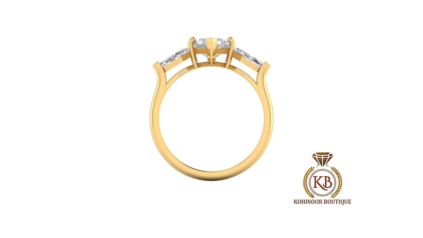 Lozenge and Shield Cut moissanite 3 stone Engagement\wedding\propose\Bridal\anniversary Ring in White\Yellow\Rose Gold