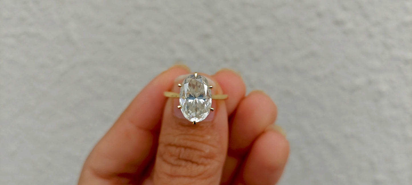Tulip Basket Prongs Oval Cut Moissanite Classic Solitaire Engagement Ring, Customisable in any size and shape of moissanite.