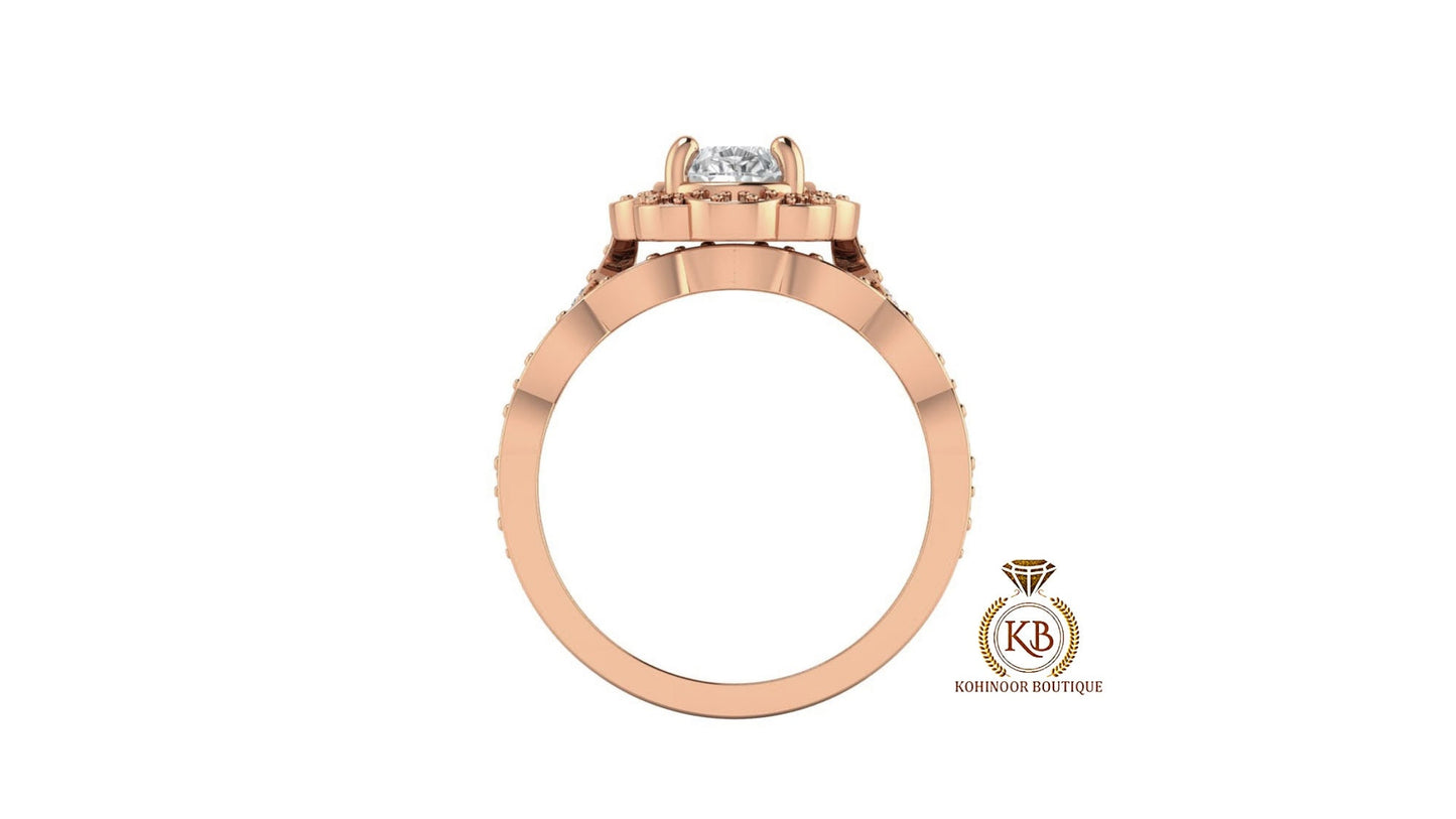 Pear Halo Moissanite Bridal Ring Set, Wedding Bridal Set, Anniversary gift for wife, Ring for women