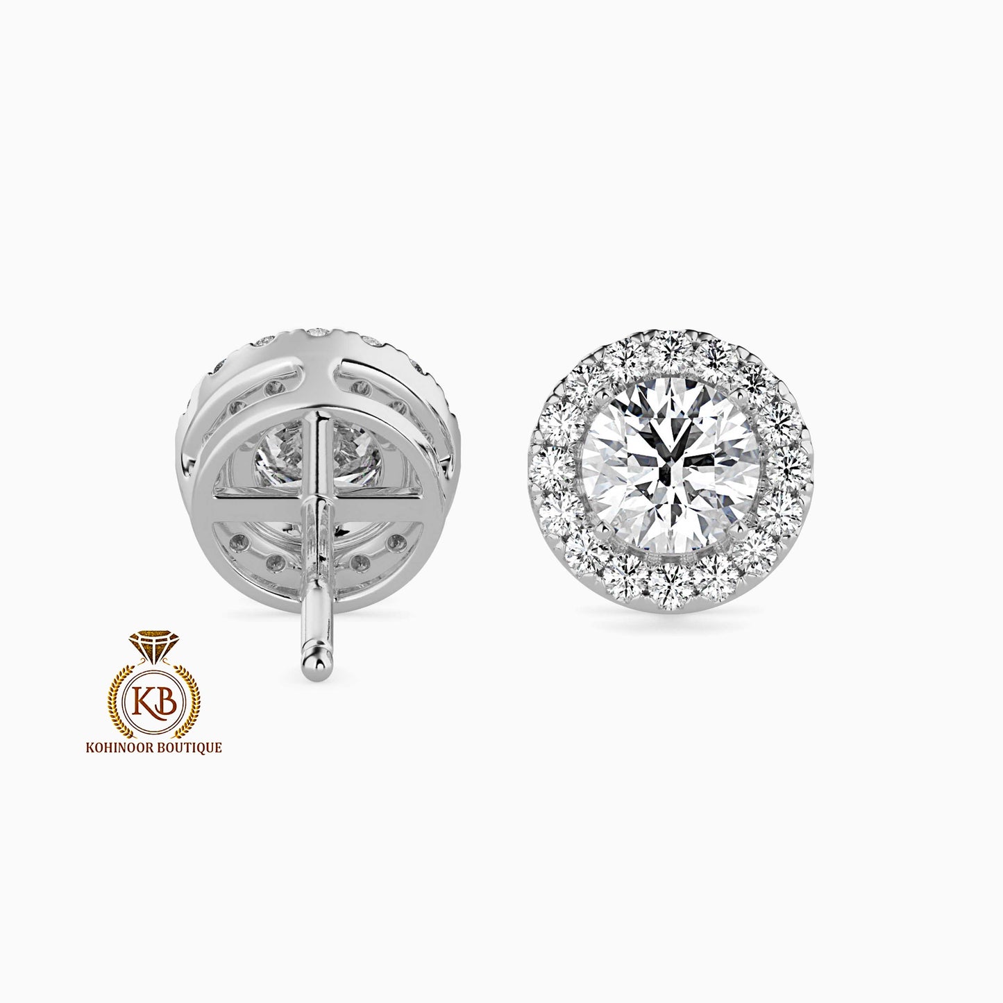 Moissanite Earrings, Halo Moissanite Stud Earrings, Round Moissanite Earrings, Gold Moissanite Earrings, Customized Earrings