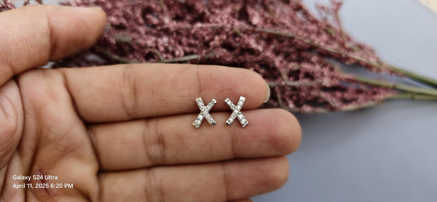 Moissanite X shaped Earrings, Earrings for women, Party wear earrings, Anniversary Gift for wife, birthday gift for women