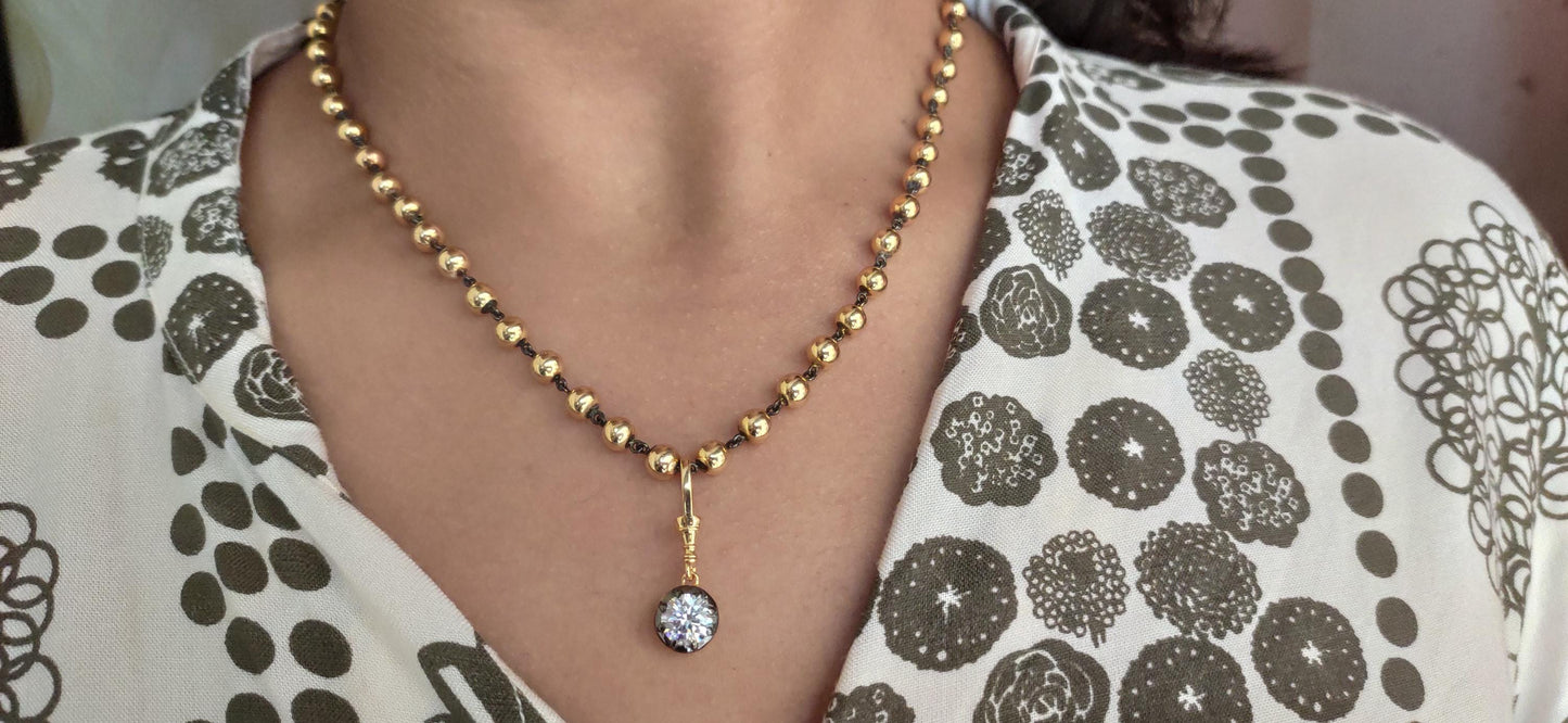 Round Cut Moissanite Pendant, Swivel Clasp Collet set Georgian cut down Button back set Pendant without chain.