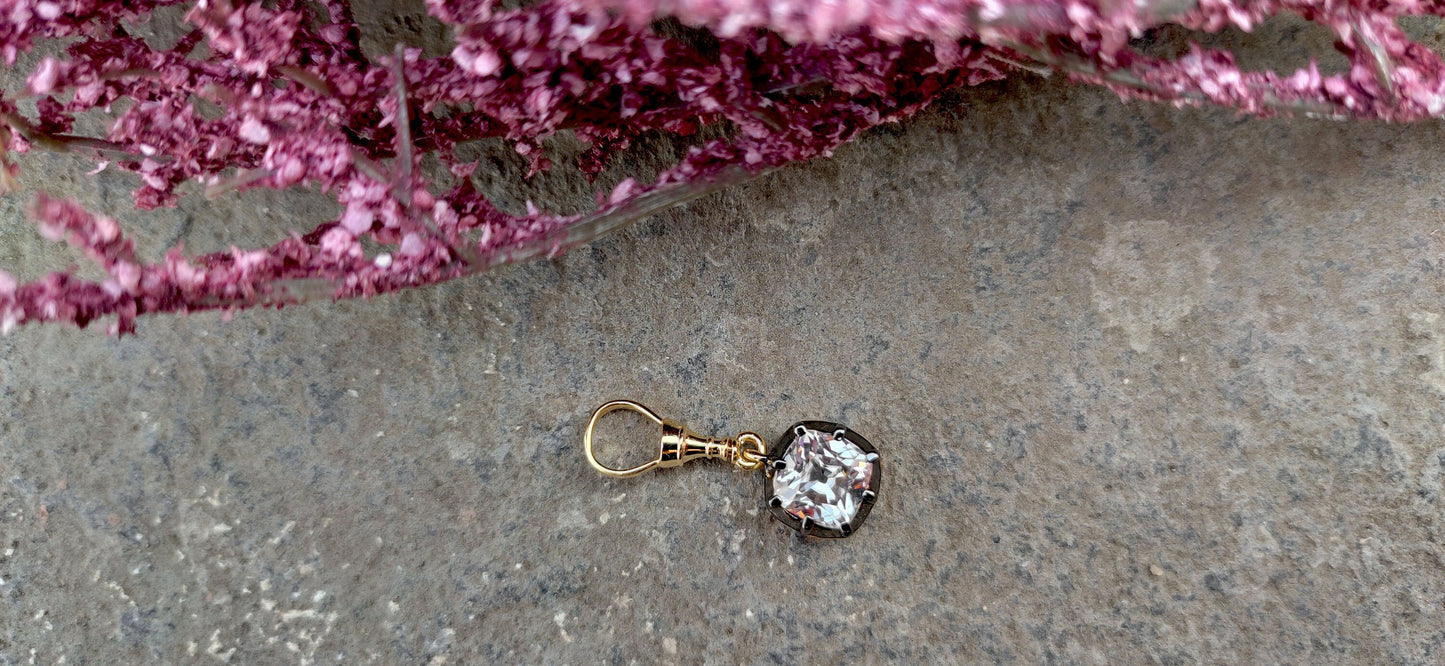 Old Mine Cut Cushion Cut Moissanite Pendant, Collet set Georgian cut down set Pendant without chain, Wedding Pendant