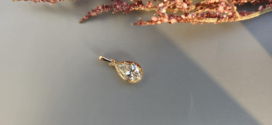 Pear Cut Moissanite Pendant, Collet set Georgian cut down set open back Pendant without chain, Wedding Pendant