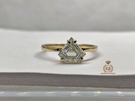 Shield step Cut Pentagon shaped Moissanite Solitaire Engagement ring Wedding ring Statement ring, Right hand ring, Ring for her