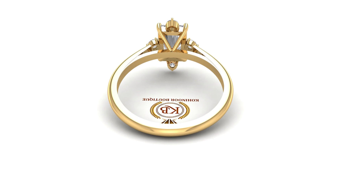 Radiant Cut Moissanite NSEW Compass set Ring Engagement ring, ring for her, gift for her, ring for women.