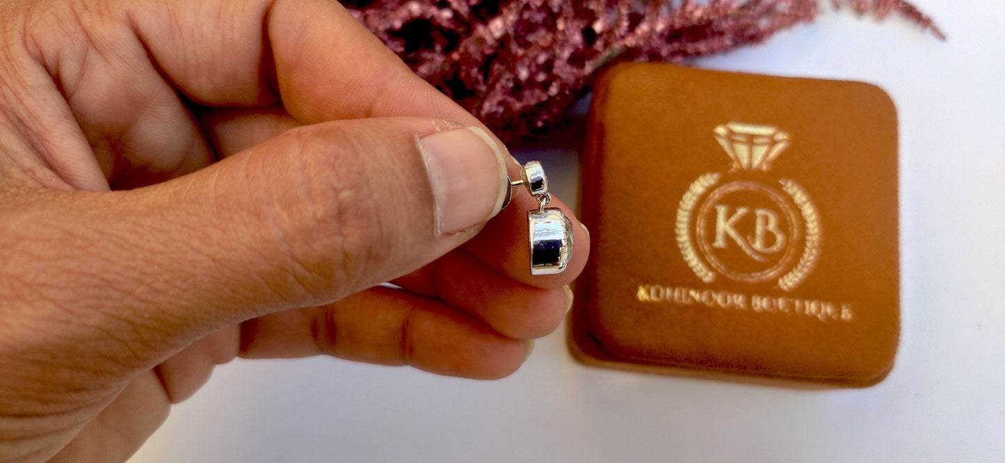 OEC Round Rock Crystal Milgrain Bezel Dangle Hook Drop Earrings for Women, Vintage earrings,everyday earrings, Push back\Screw back Earrings