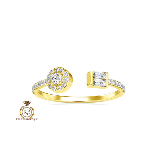 Baguette & Round open end Toi Et Moi Moissanite 2 stone engagement ring, Wedding Band, dainty proposal right hand ring