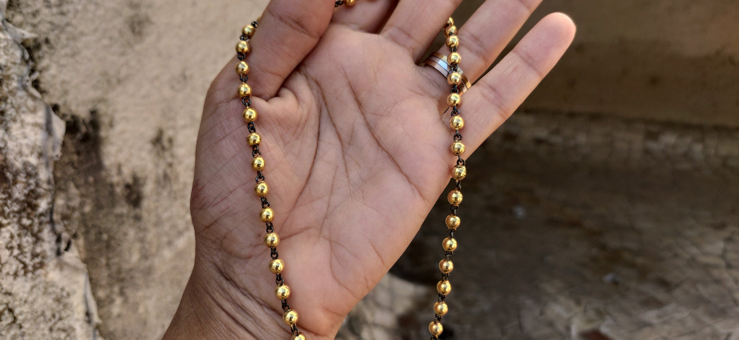 Ready to dispatch, Gold plated Ball n Chain Necklace with blackened gold links without pendant, Edwardian necklace, necklace for women