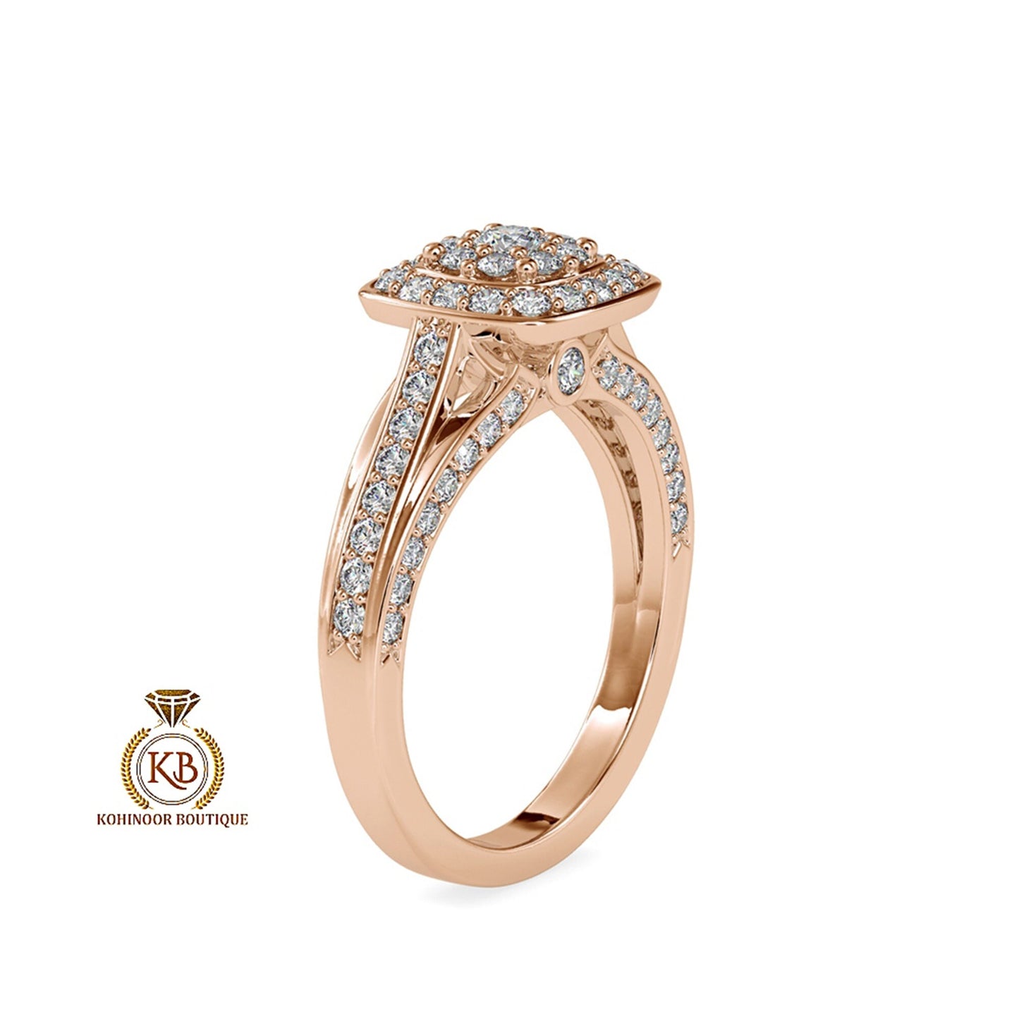 Vintage-inspired halo cluster with side pave cathedral set Moissanite Engagement\Wedding\Mother Ring in 18k\14k\10k