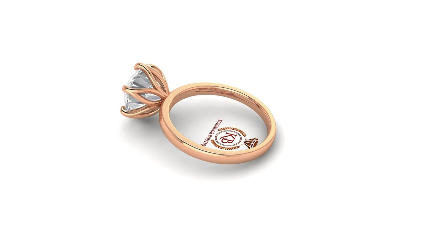 Tulip Lotus Prong flower basket Solitaire Moissanite Engagement Ring, ring for her, propsal ring, promise ring.