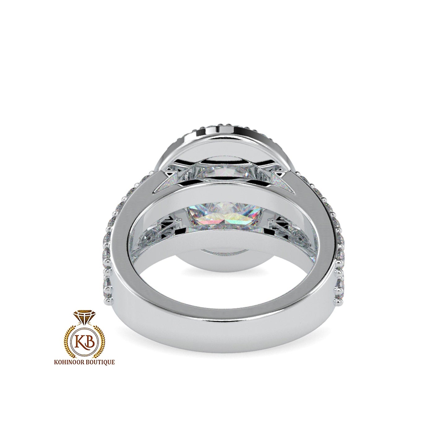 Oval halo with side pave Double Band  Moissanite Engagement\Wedding\Mother Ring in 18k\14k\10k