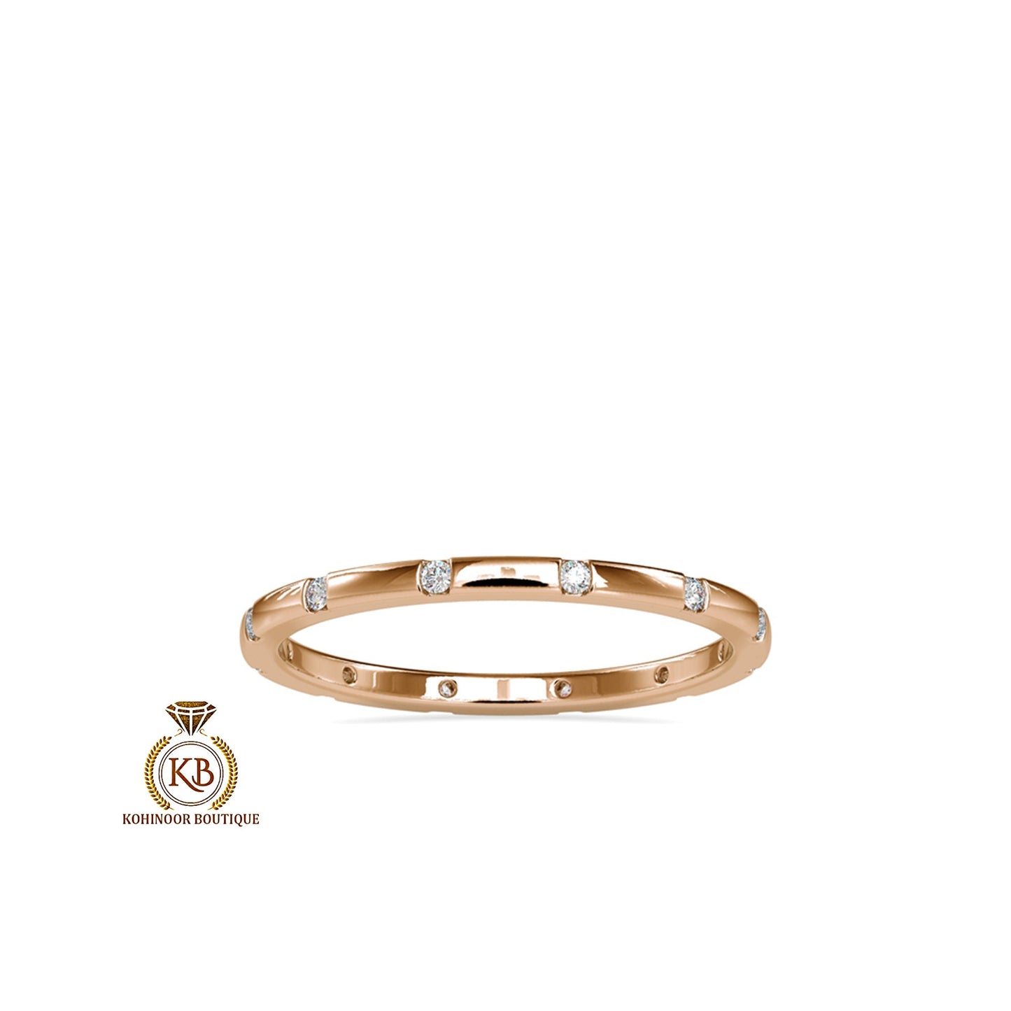 Flush set round moissanite\Natural diamond classic wedding band, eternity band, stackable band, minimalist band