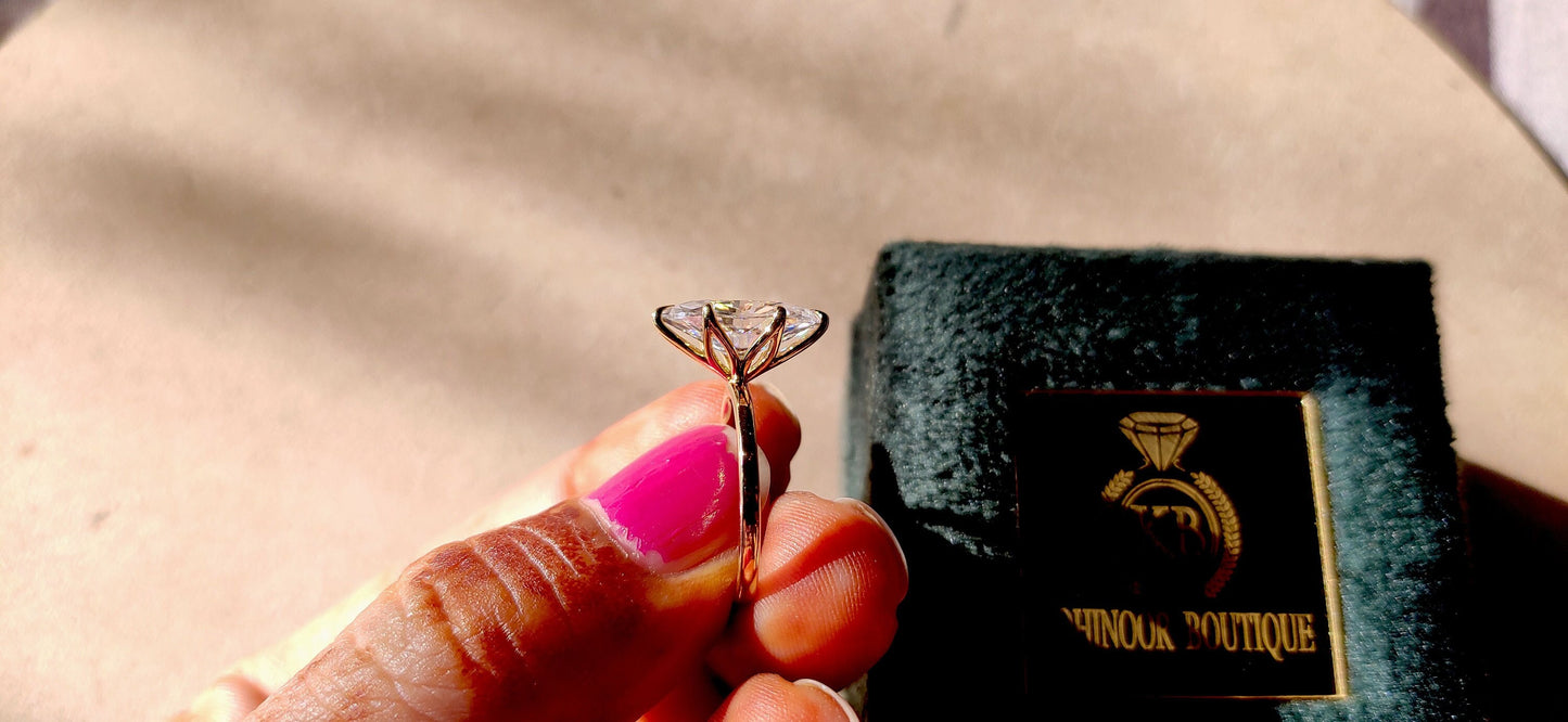 Tulip Basket Prongs Marquise Cut Moissanite Classic Solitaire Engagement Ring, Promise ring, Proposal ring, Ring for her, gift for her