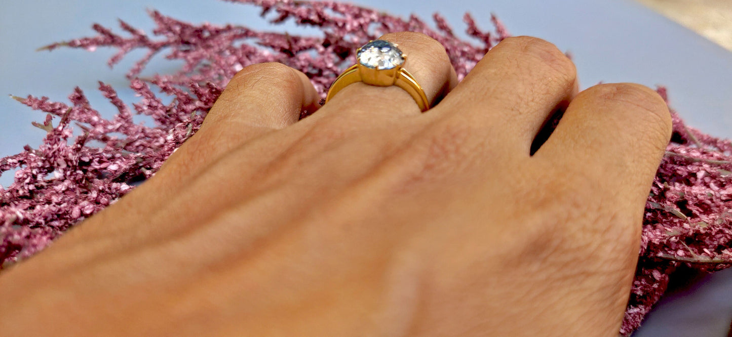 Old Mine Antique OMC Blue Pear Cut Moissanite Solitaire Engagement Ring, ring for her, gift for her Georgian era ring, Marie-Antoinette ring