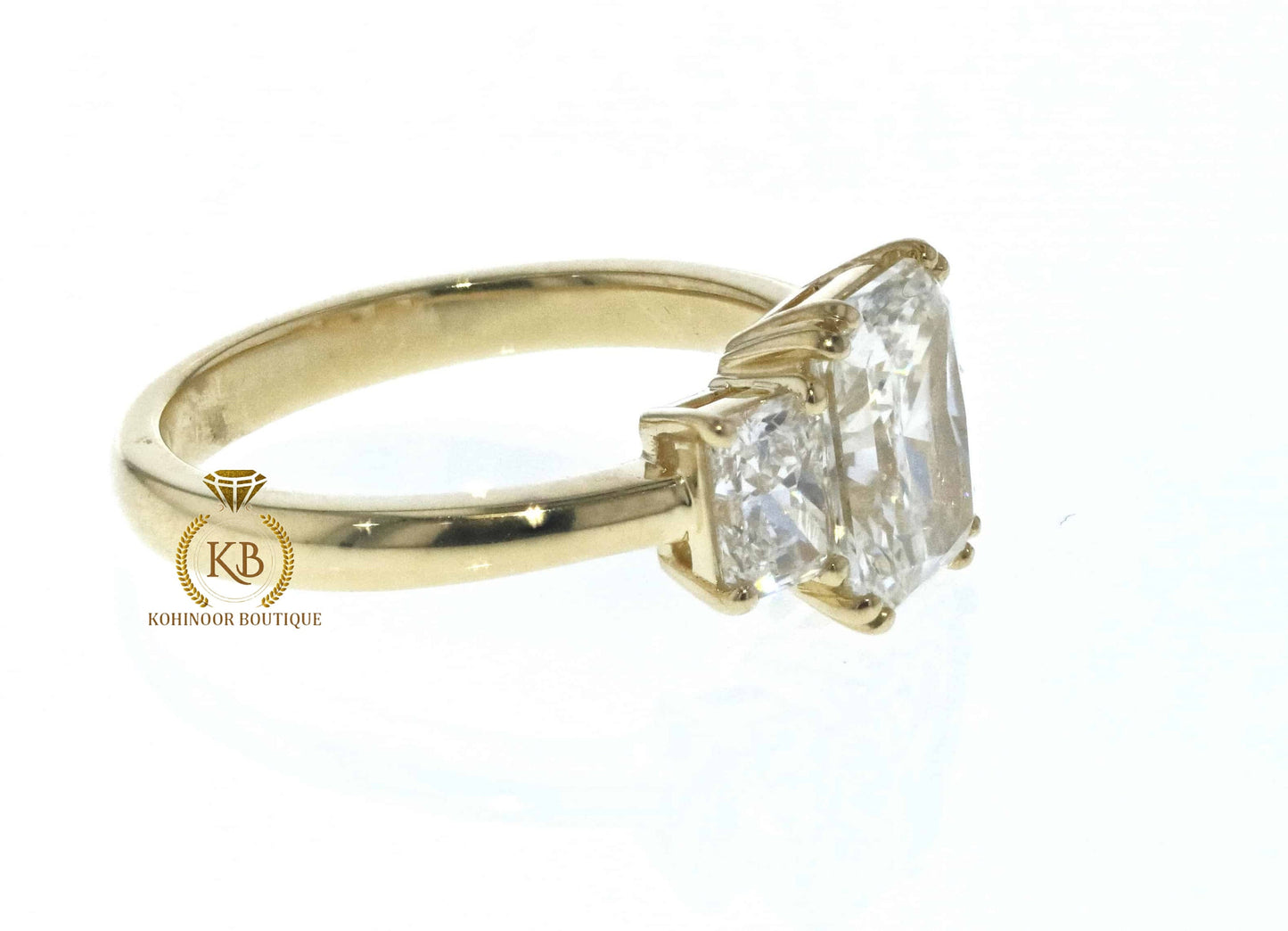 Radiant cut 3-Stone moissanite Engagement ring, ring for her, gift for women, 3 stone anniversary ring, gift for wife