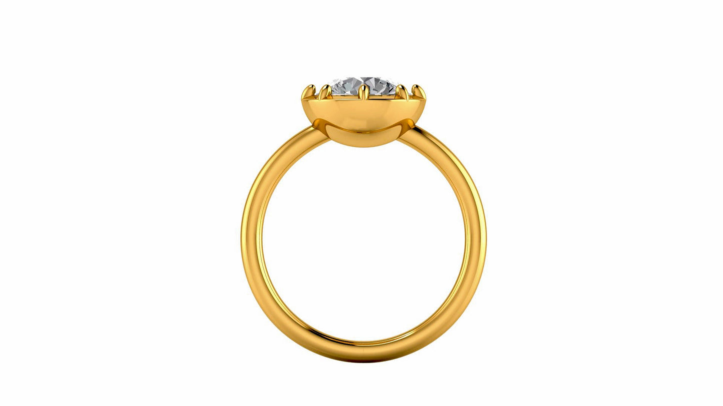 Round Button Back Georgian Cut Down Set Moissanite Solitaire Engagement ring, Ring for her, proposal Ring , Right hand statement ring.