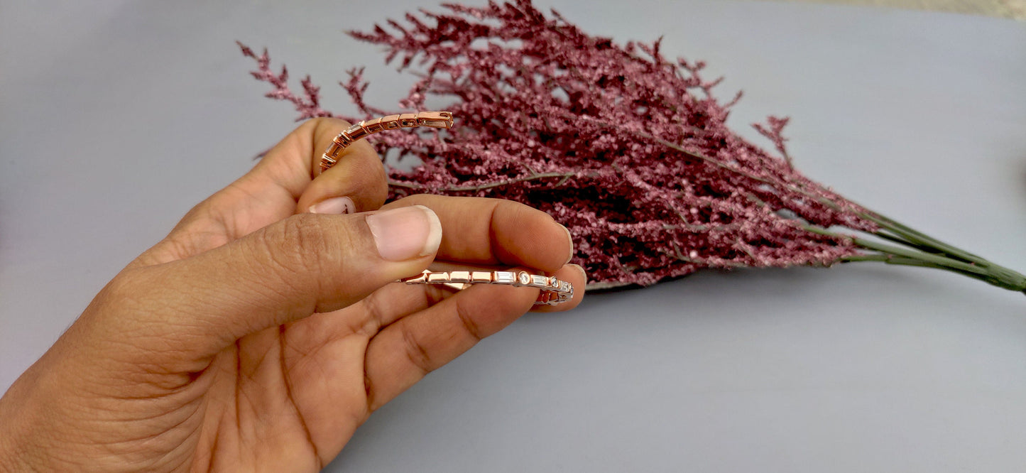 Flexible Moissanite Baguette & Round Tennis Bracelet bangle, Bracelet for women, Bracelet for her\girls, Anniversary\Birthday\Christmas gift