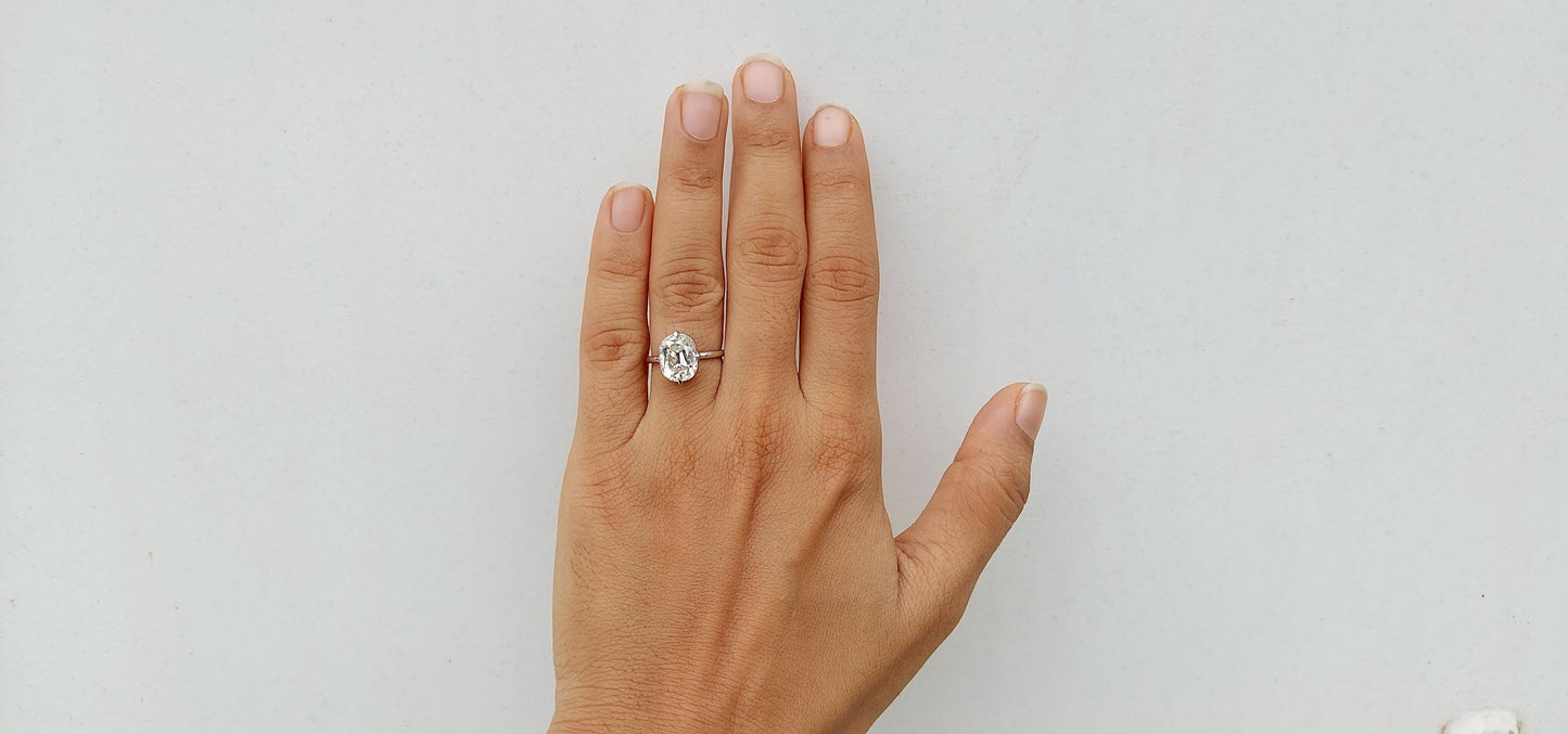 Old Mine Cut OMC Elongated Cushion Cut Moissanite Compass prong Basket set Engagement Ring, Antique moissanite Ring, Proposal ring.