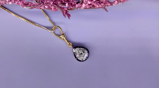 Old Mine Cut Antique Chubby Pear Cut Moissanite Swivel Clasp Pendant,Collet set Georgian cut down set Pendant without chain, Wedding Pendant