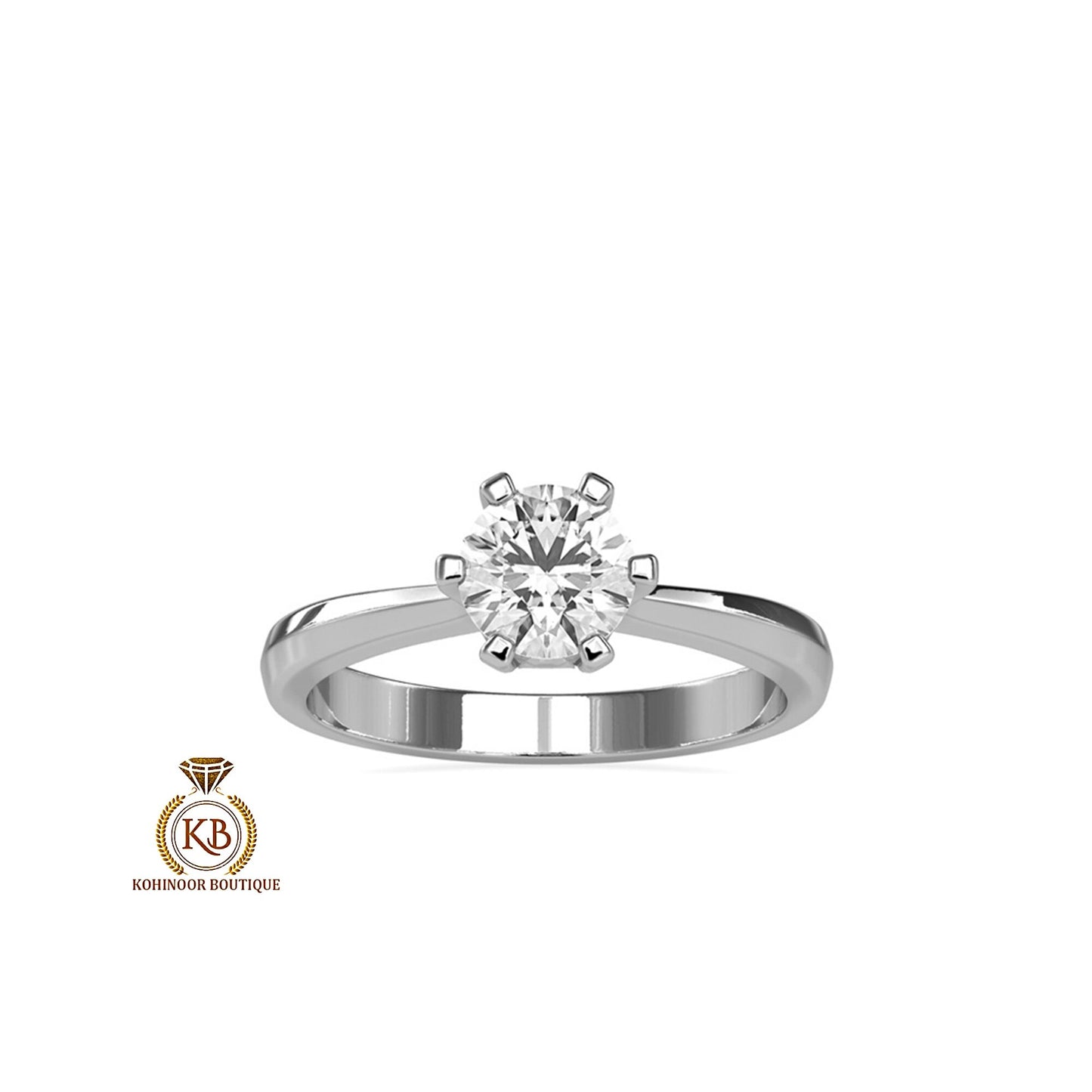 Round Cut classic Solitaire with pinched band Moissanite Engagement ring, Platinum ring, ring for women, ring for her, Proposal ring.