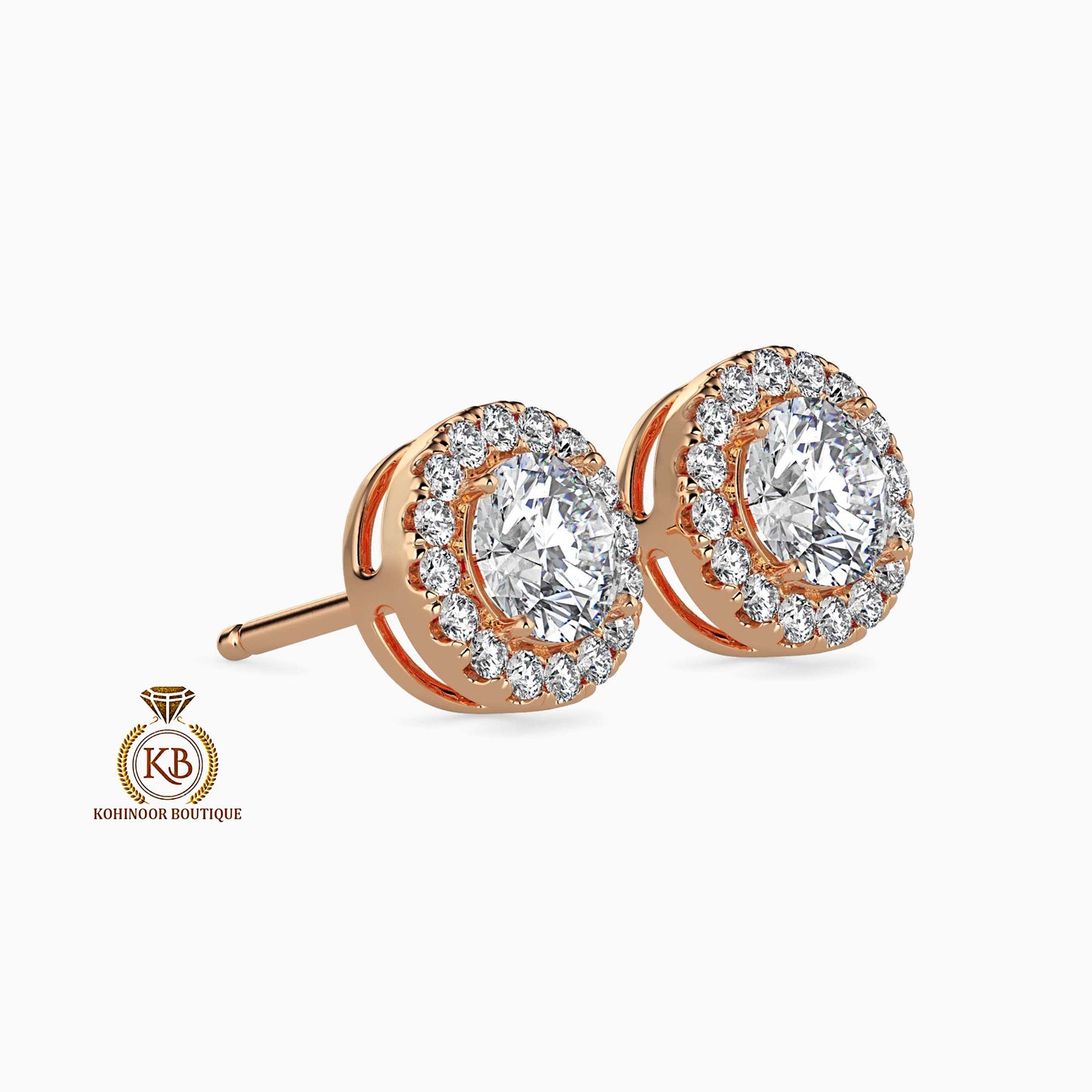 Moissanite Earrings, Halo Moissanite Stud Earrings, Round Moissanite Earrings, Gold Moissanite Earrings, Customized Earrings