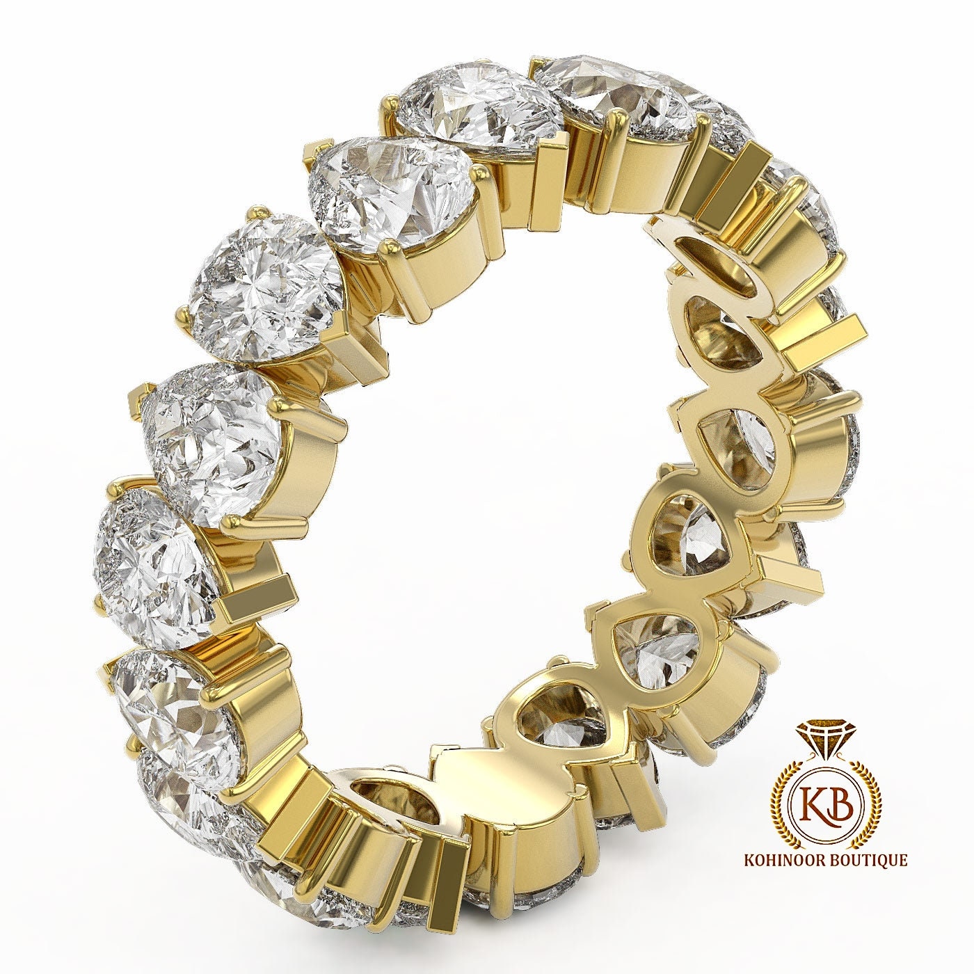 Pear Cut Moissanite half\full eternity wedding band, Bridal stackable, minimalist ring, Anniversary Ring in White\Yellow\Rose Gold