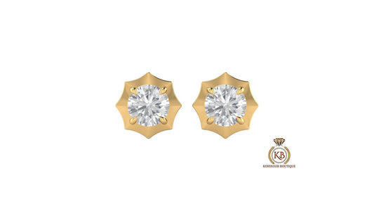 Round Cut Moissanite Georgian cut down setting, Solitaire Stud Earrings, Wedding Earrings,Push Back Earrings,Anniversary Studs