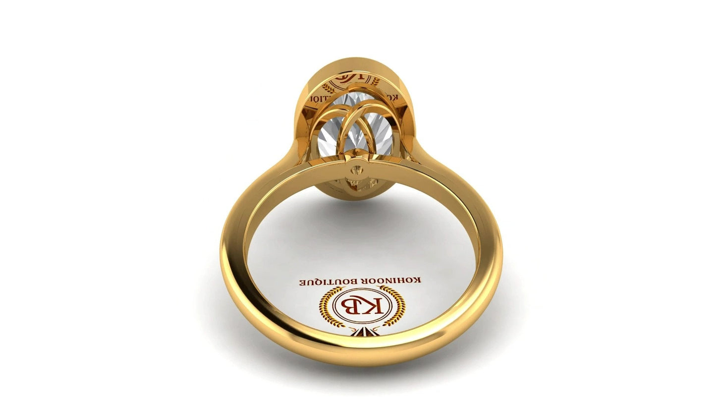 Oval Cut Moissanite Bezel set with twisted basket Solitaire Engagement Ring, Customisable in any size and shape of moissanite.