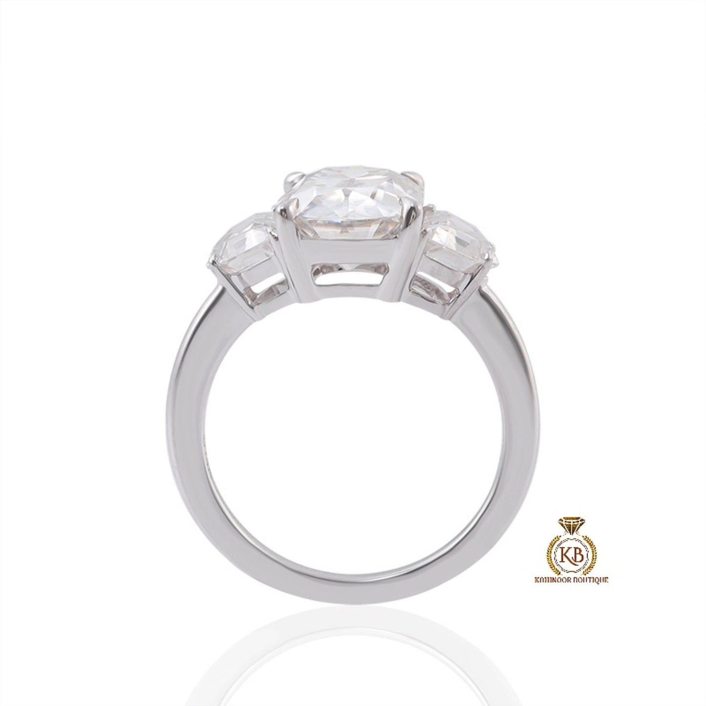 Old mine cut Elongated cushion  and bullet cut 3 stone Moissanite vintage victorian Engagement Ring Engagement\propose\anniversary Ring