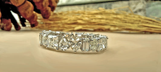 Multi shape Moissanite Eternity Band, stackable ring, All in one, Customised it in half\Full Eternity with your favorite shapes