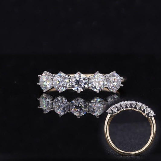OEC Old European Cut 5 stone Moissanite wedding band, Anniversary Band, Anniversary gift, gift for wife, ring for her