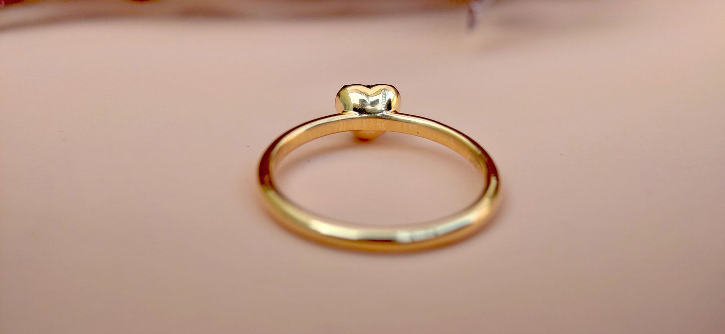 Heart Cut Moissanite Georgian cut down button back solitaire engagement ring, ring for her, ring for women, blackened gold stackable ring.