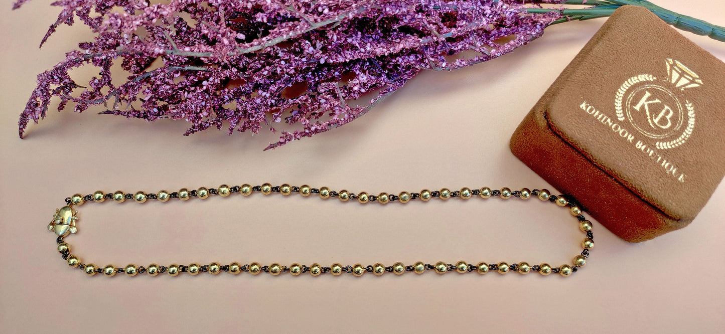 Ready to dispatch, Gold plated Ball n Chain Necklace with blackened gold links without pendant, Edwardian necklace, necklace for women