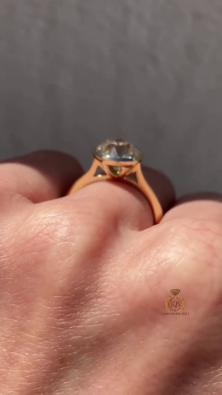 Old European Cut OEC Bezel Set Moissanite Solitaire Engagement Ring, Promise\Propose\Anniversary Ring 18k\14k\10k White\Yellow\Rose Gold