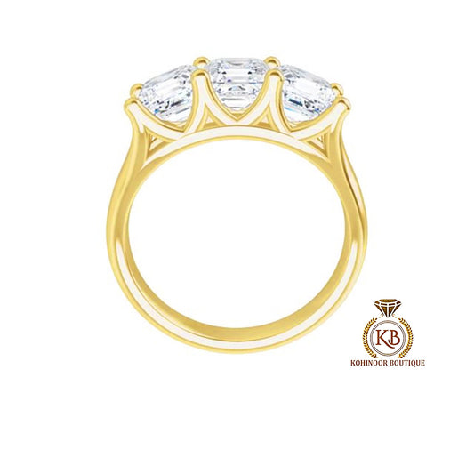 3 Stone Asscher Trellis Set Moissanite Engagement ring, ring for her, 3 stone anniversary ring, ring for women.