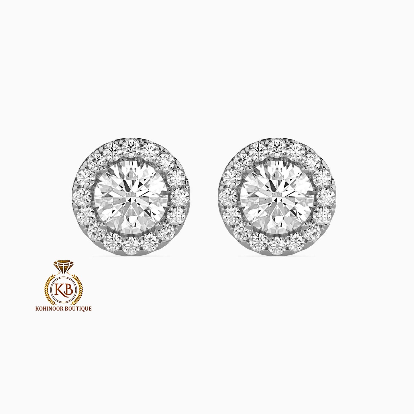 Moissanite Earrings, Halo Moissanite Stud Earrings, Round Moissanite Earrings, Gold Moissanite Earrings, Customized Earrings