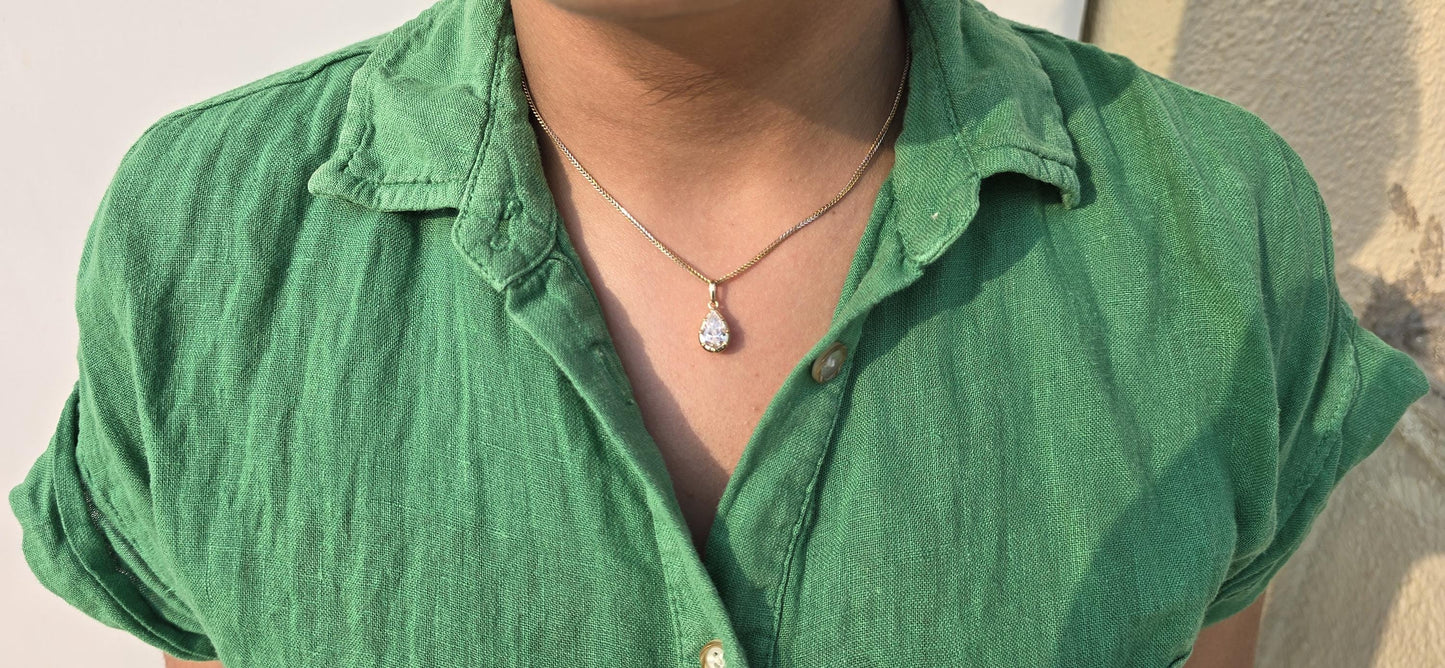 Pear Cut Moissanite Pendant, Collet set Georgian cut down set button back Pendant without chain, Wedding Pendant