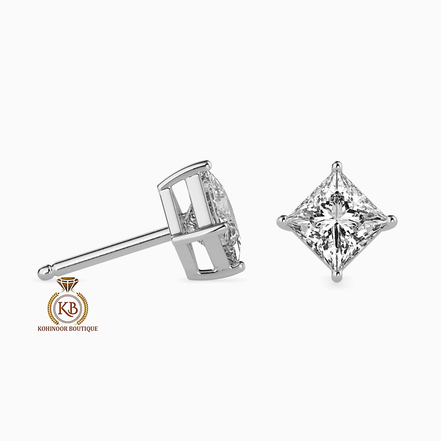 Princess Cut kite set Solitaire Moissanite Stud Earrings,Moissanite Wedding Earrings,Push Back Earrings,Anniversary Mother's Day Gift