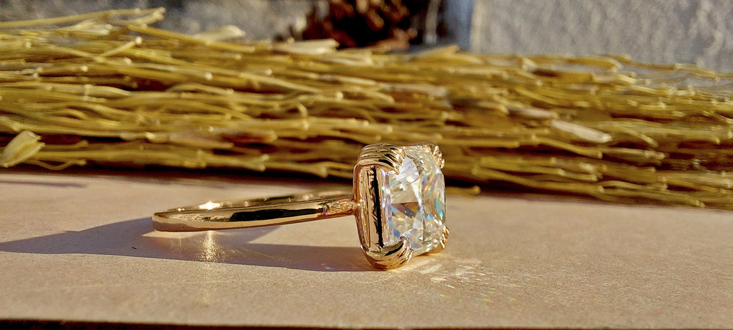 Radiant cut moissanite solitaire Engagement ring, ring for her, modern bride ring, Proposal ring, gift for her, gift for mother