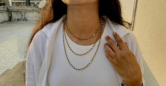 4 mm Ball n Chain Necklace with 1 moissanite blackened gold links, Vintage Edwardian Antique necklace, Anniversary Gift, necklace for women
