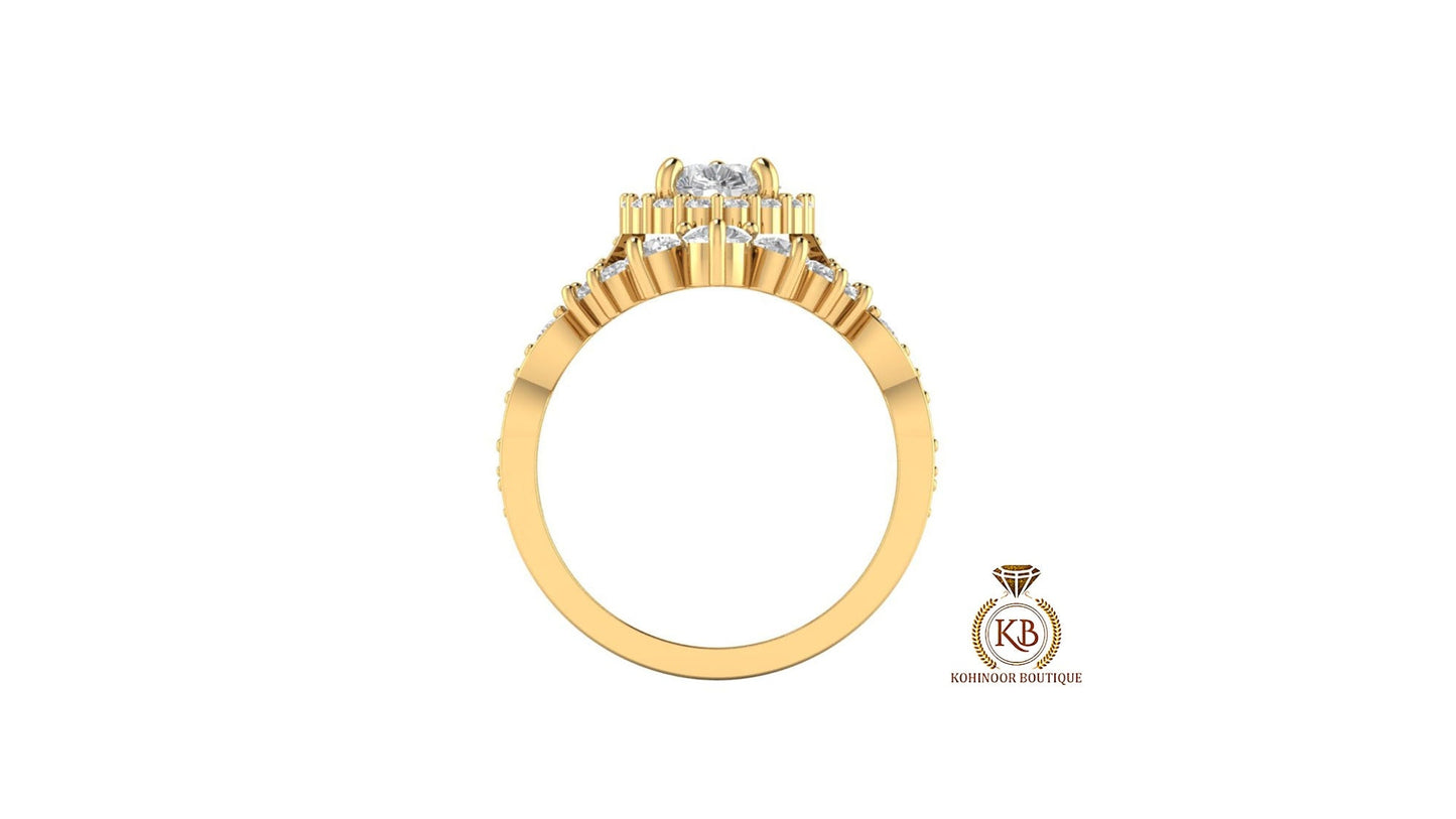 Pear Cut Halo Vintage Moissanite Engagement Ring, Wedding Bridal Set, Anniversary gift for wife, Ring for women