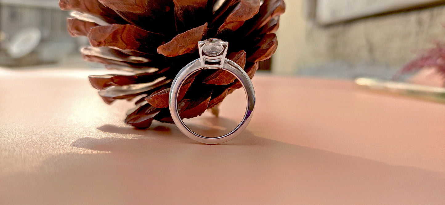 French cut Moissanite Solitaire Engagement ring, vintage moissanite ring, ring for women, ring for her, art deco ring