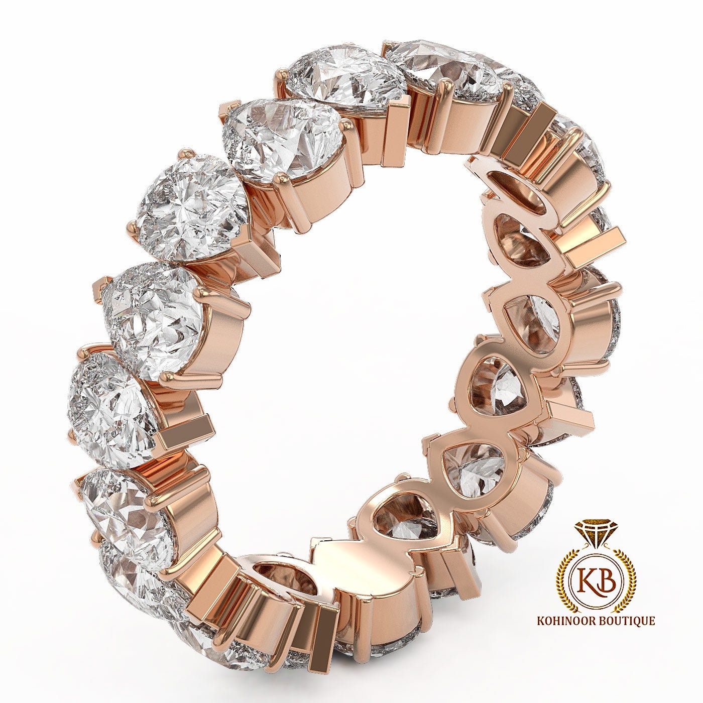 Pear Cut Moissanite half\full eternity wedding band, Bridal stackable, minimalist ring, Anniversary Ring in White\Yellow\Rose Gold